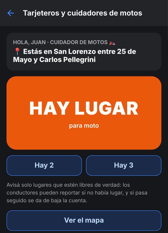 Botón HAY LUGAR para tarjeteros